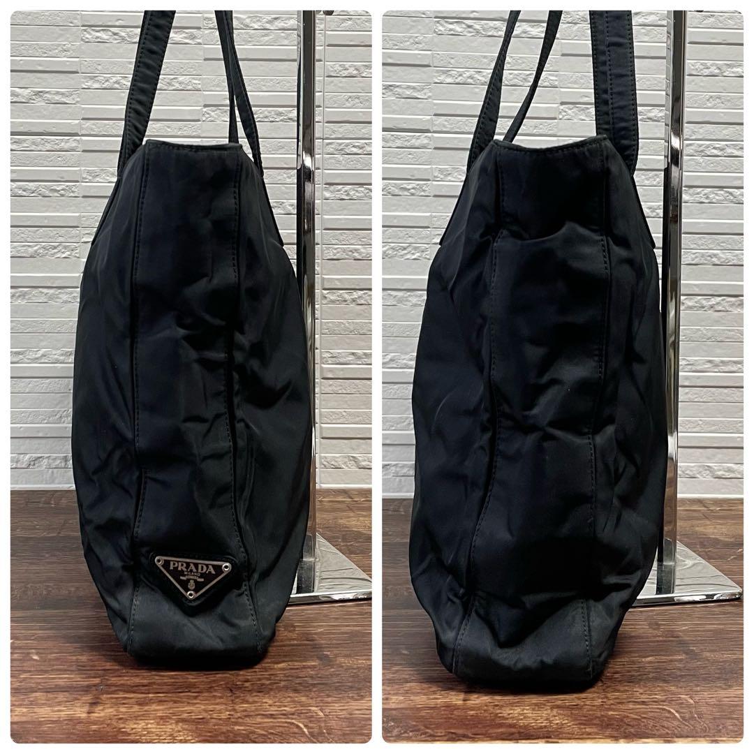 Prada Nylon Triangle Plate Logo Shoulder Tote Black — view 4
