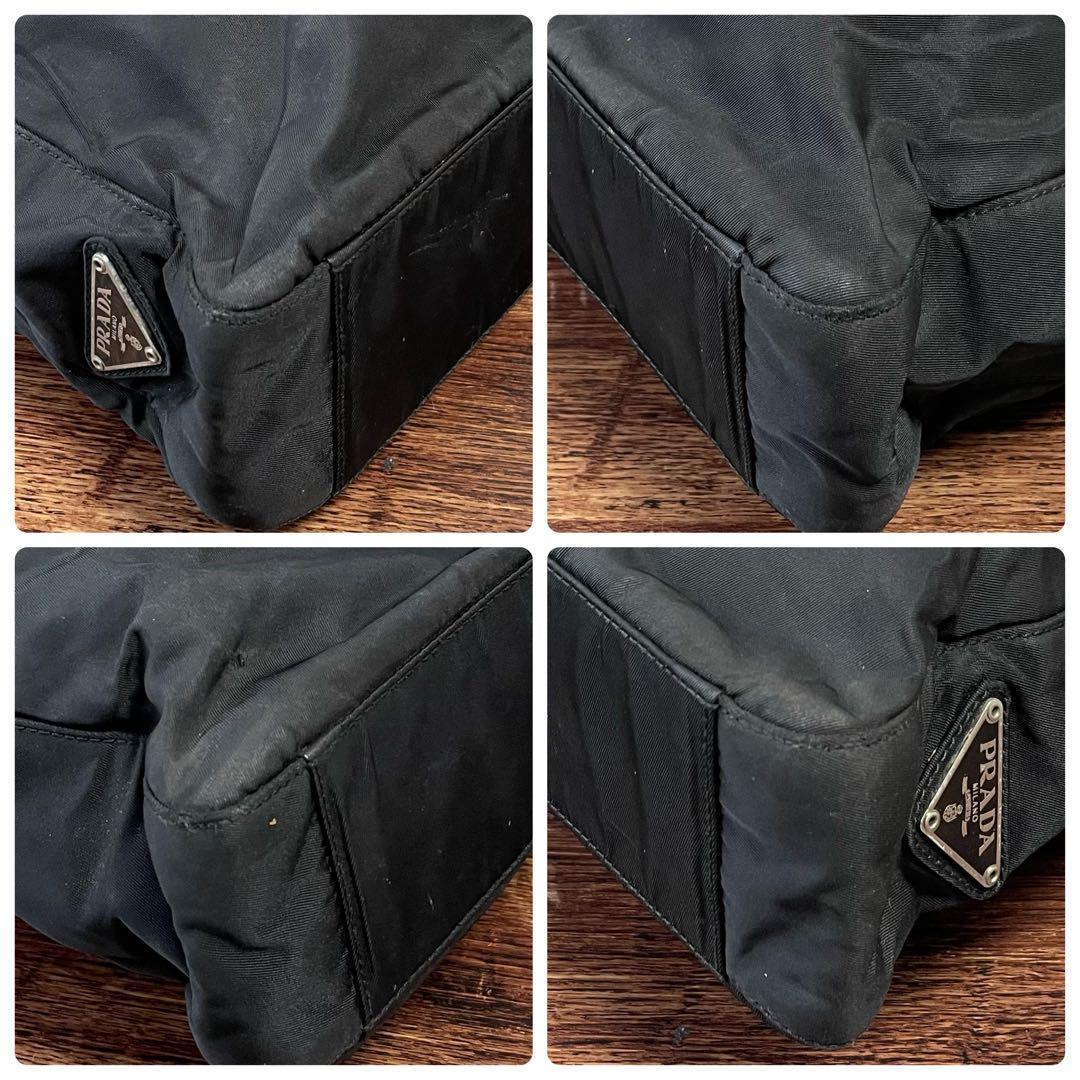 Prada Nylon Triangle Plate Logo Shoulder Tote Black — view 6