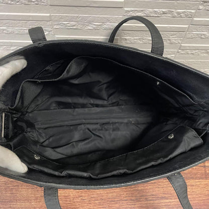Prada Nylon Triangle Plate Logo Shoulder Tote Black — view 7