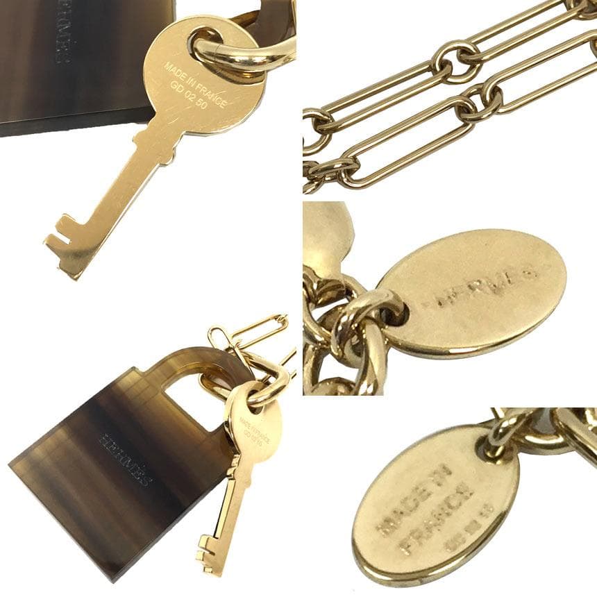 Hermes Necklace Cadenas & Keys Shape Amulet Padlock GM Aq9069
