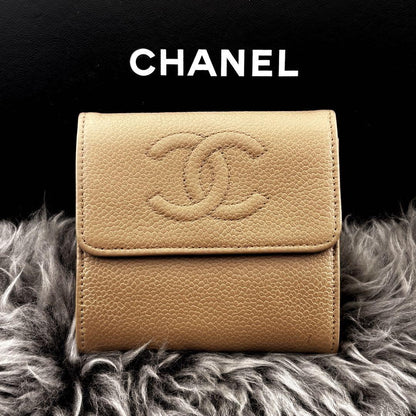 Chanel Wallet Coco Stitch Caviar Hook Trifold