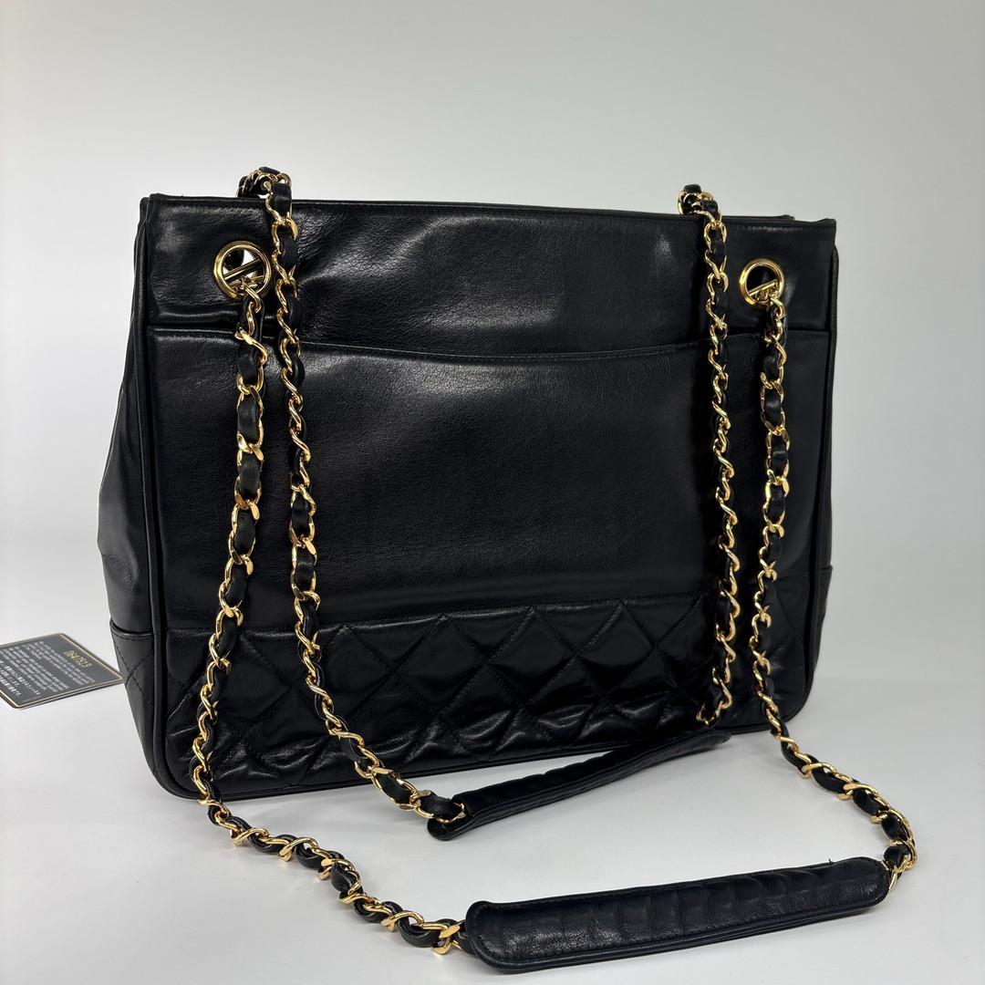 Chanel Lambskin Shoulder Bag Gold Black — view 5