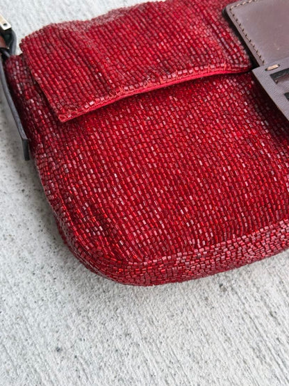 Fendi Beads Baguette Red Shoulder Bag — view 2