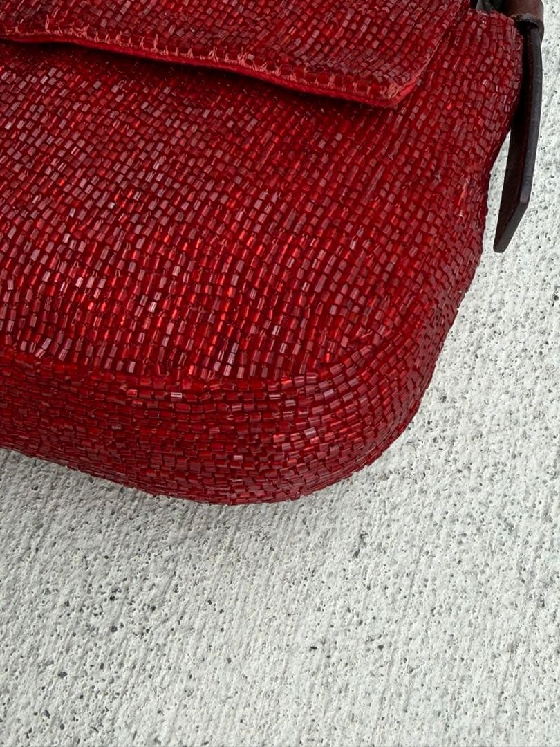 Fendi Beads Baguette Red Shoulder Bag — view 3