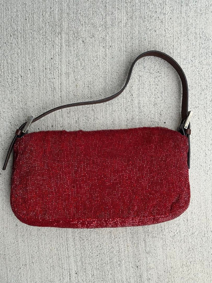 Fendi Beads Baguette Red Shoulder Bag — view 7