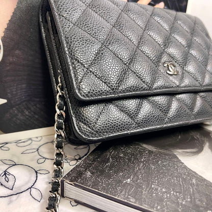 Chanel Chain Wallet Caviar Leather Black Shoulder Bag — view 5