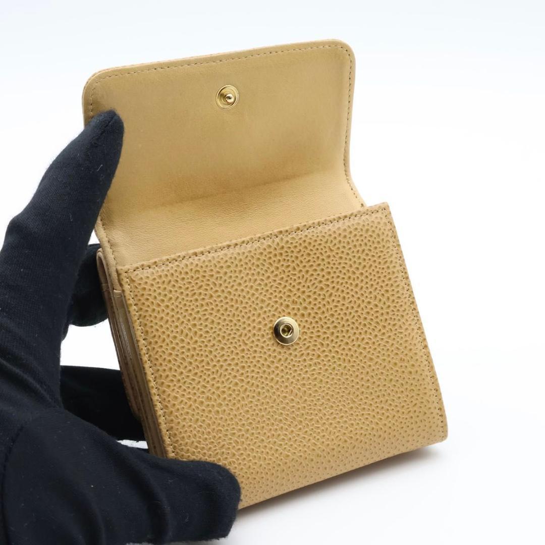 Chanel Caviar Leather CC Logo W-snap Trifold Wallet — view 2