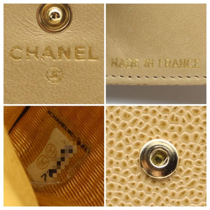 Chanel Caviar Leather CC Logo W-snap Trifold Wallet — view 8