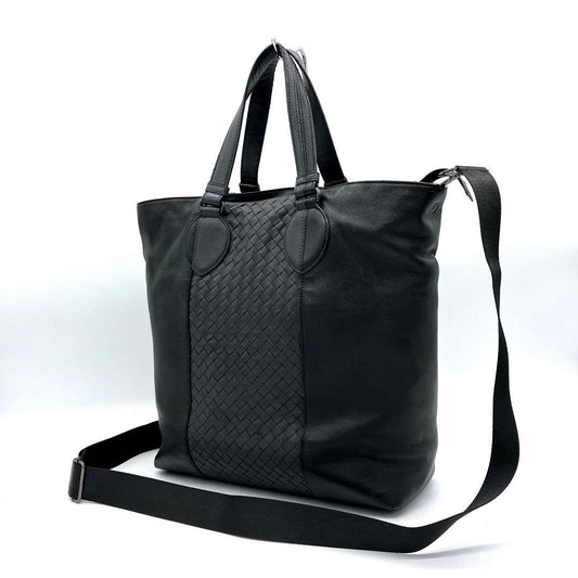 Bottega Veneta 2-way Bag Intrecciato Leather Black