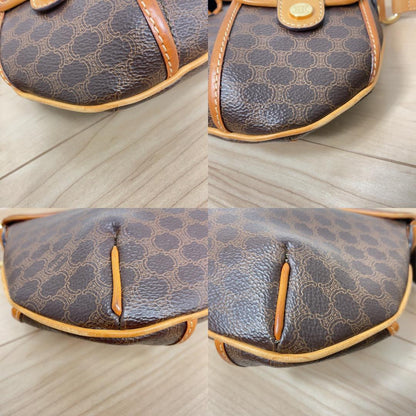 Celine Macadam Shoulder Bag Leather Brown Pocket
