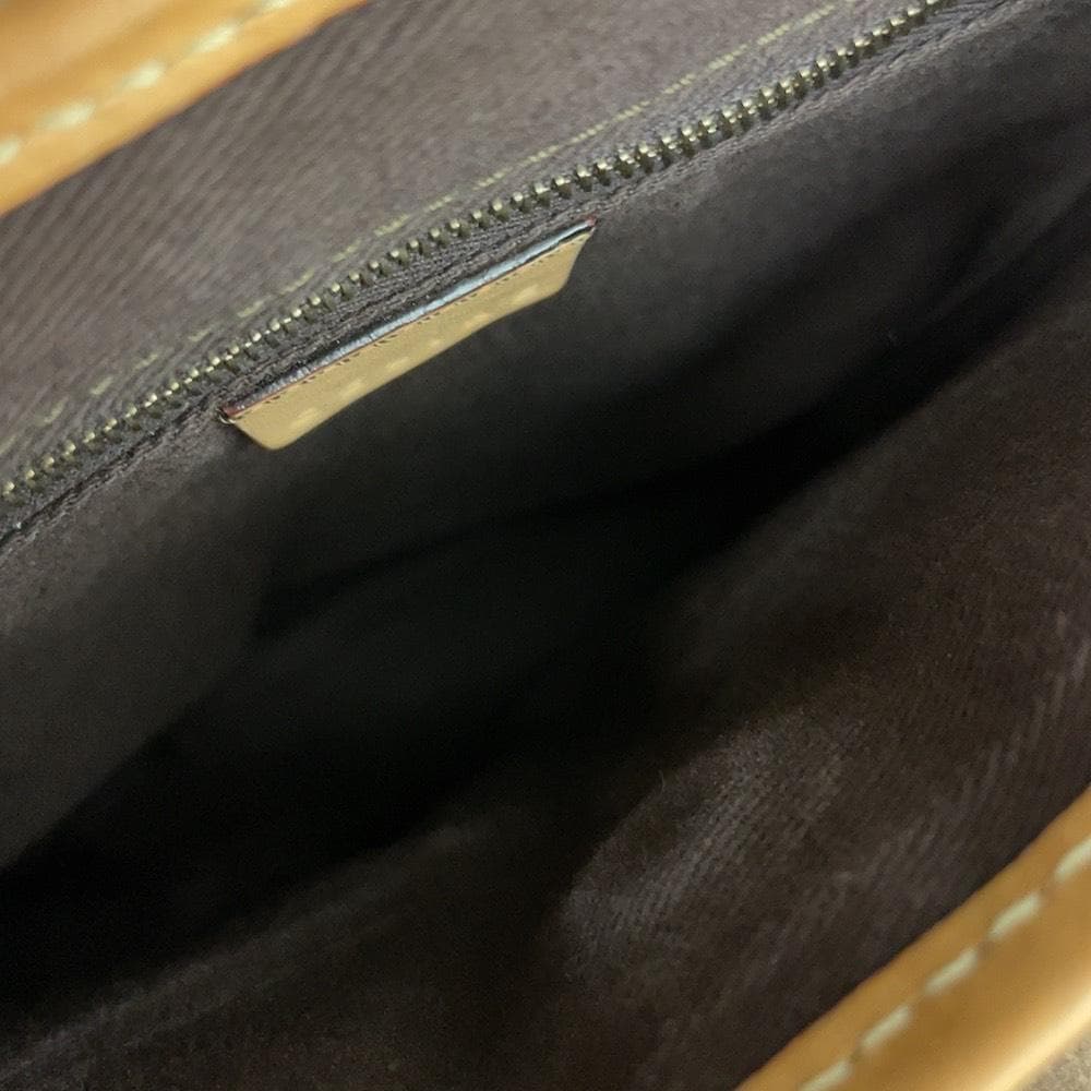 Celine Macadam Shoulder Bag Leather Brown Pocket