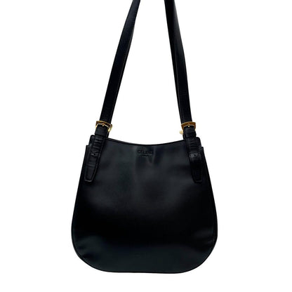 Celine Logo Leather Shoulder Tote Gold Black — view 3