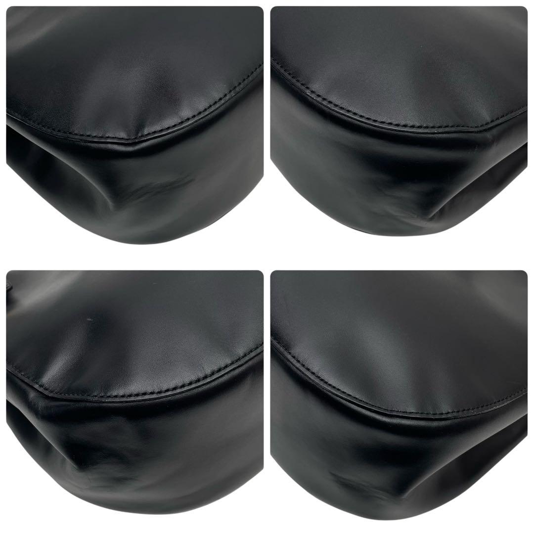 Celine Logo Leather Shoulder Tote Gold Black — view 6