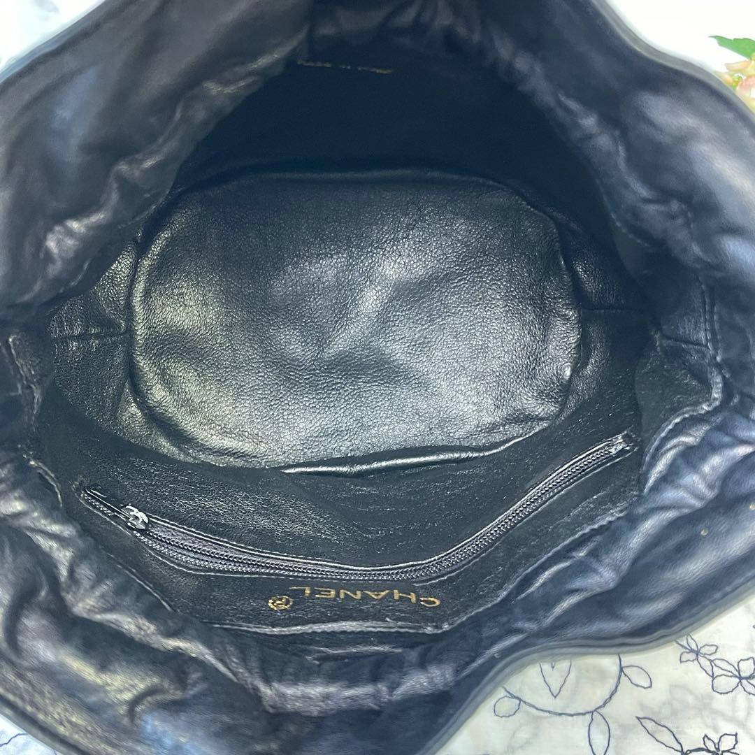 Chanel Drawstring Quilted Black Chain Shoulder — view 8