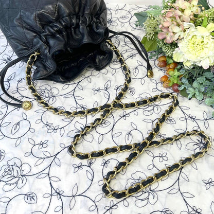 Chanel Drawstring Quilted Black Chain Shoulder — view 9