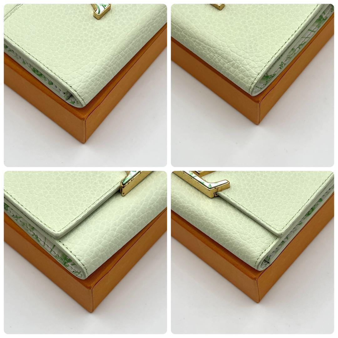 Louis Vuitton Taurillon Capucines Compact Green Trifold Wallet — view 9