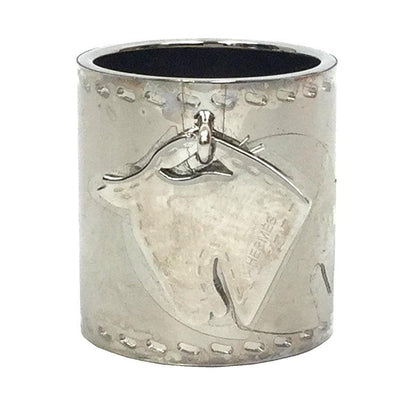 Hermes Horse Charm Scarf Ring Horse Silver Aq9735