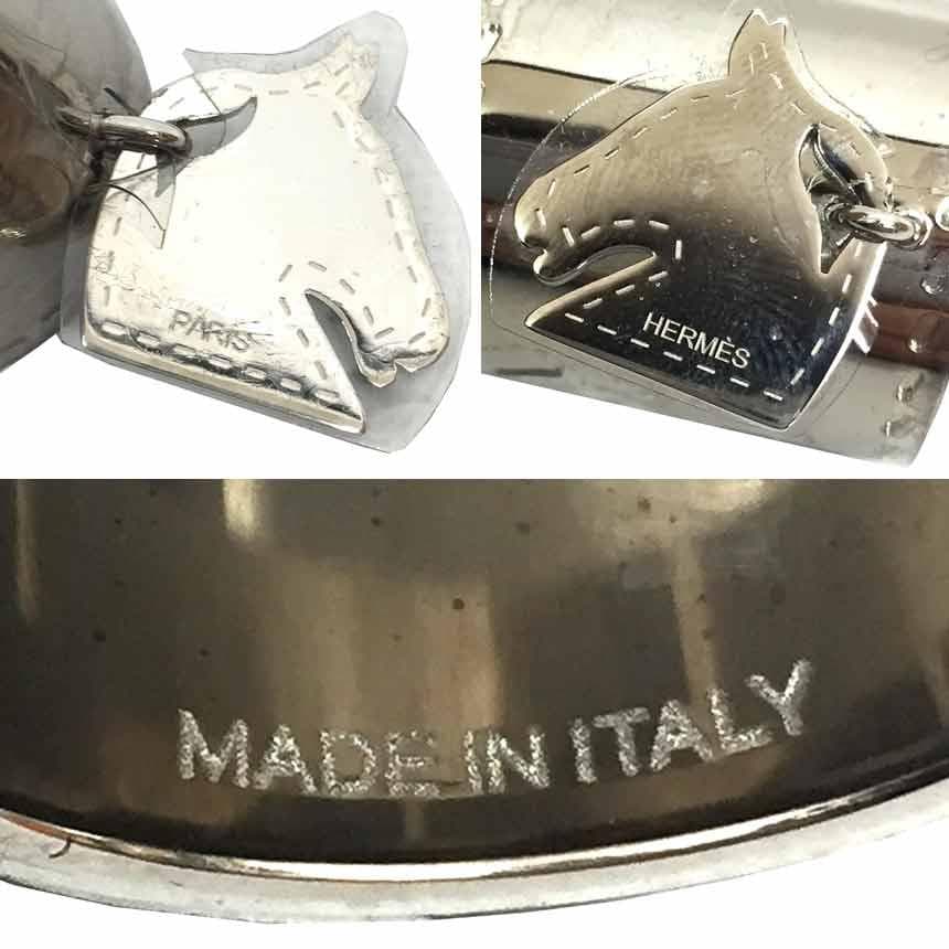 Hermes Horse Charm Scarf Ring Horse Silver Aq9735