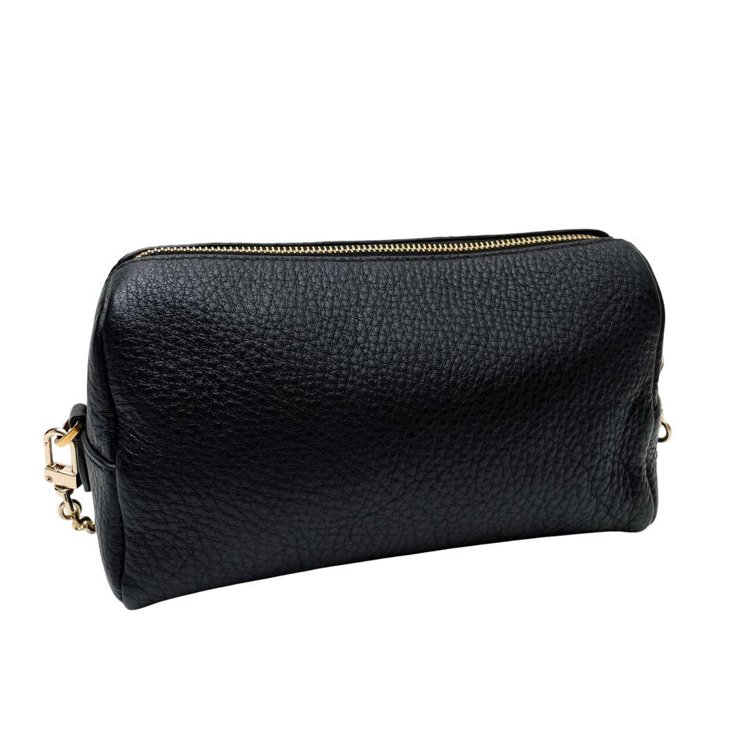 Prada Vitello Leather Chain Shoulder Bag Black — view 2