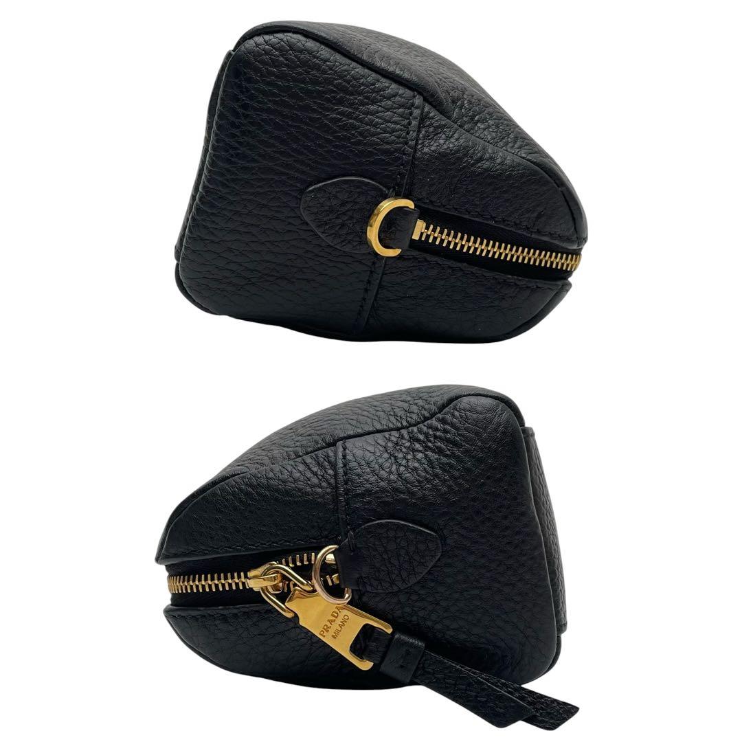 Prada Vitello Leather Chain Shoulder Bag Black — view 4