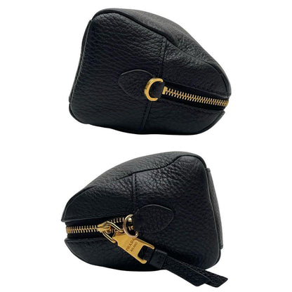 Prada Vitello Leather Chain Shoulder Bag Black — view 4