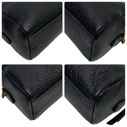 Prada Vitello Leather Chain Shoulder Bag Black — view 6