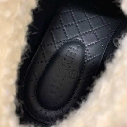 Unused Chanel Suede Leather Tweed Coco Mark High Cut Sneakers