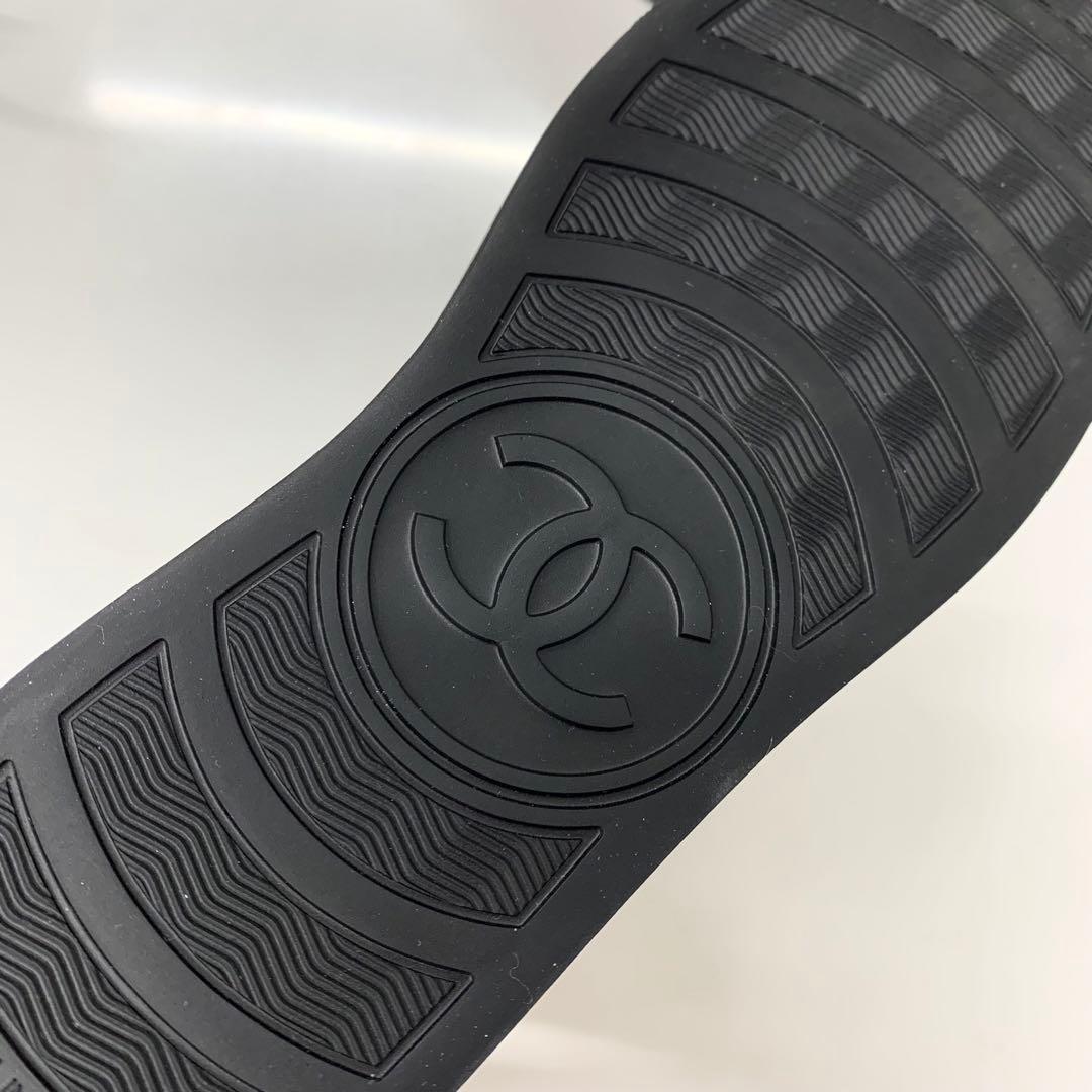 Unused Chanel Suede Leather Tweed Coco Mark High Cut Sneakers