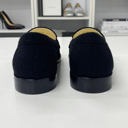 Chanel CC Logo Felt Coin Loafers Black Gold — view 5