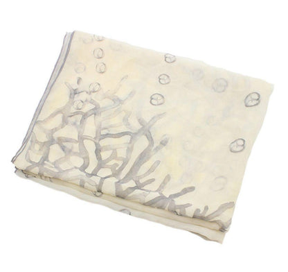 Chanel Cocomark Logo Coral Pattern See-through Silk Scarf