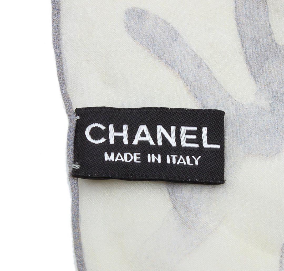Chanel Cocomark Logo Coral Pattern See-through Silk Scarf
