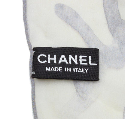 Chanel Cocomark Logo Coral Pattern See-through Silk Scarf