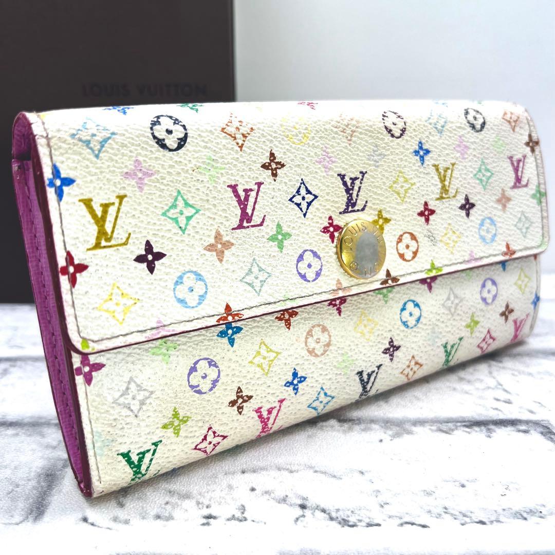 Louis Vuitton Multicolor Portefeuille Sarah White Pink Wallet