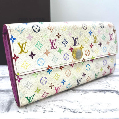 Louis Vuitton Multicolor Portefeuille Sarah White Pink Wallet