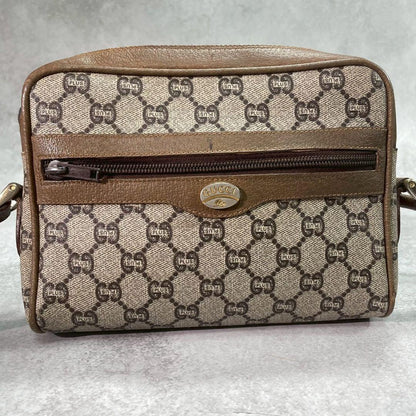 Gucci GG Shoulder Bag Brown Beige Leather Logo — view 2