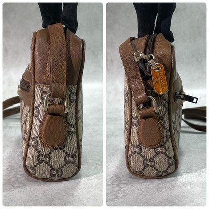 Gucci GG Shoulder Bag Brown Beige Leather Logo — view 7