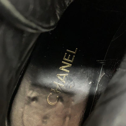 Chanel CC Logo Leather Patent Quilted Chain Short Boots — view 8