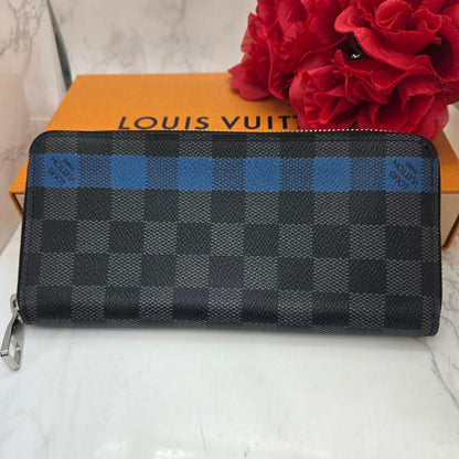Louis Vuitton Zippy Wallet Vertical Damier Graphite Blue