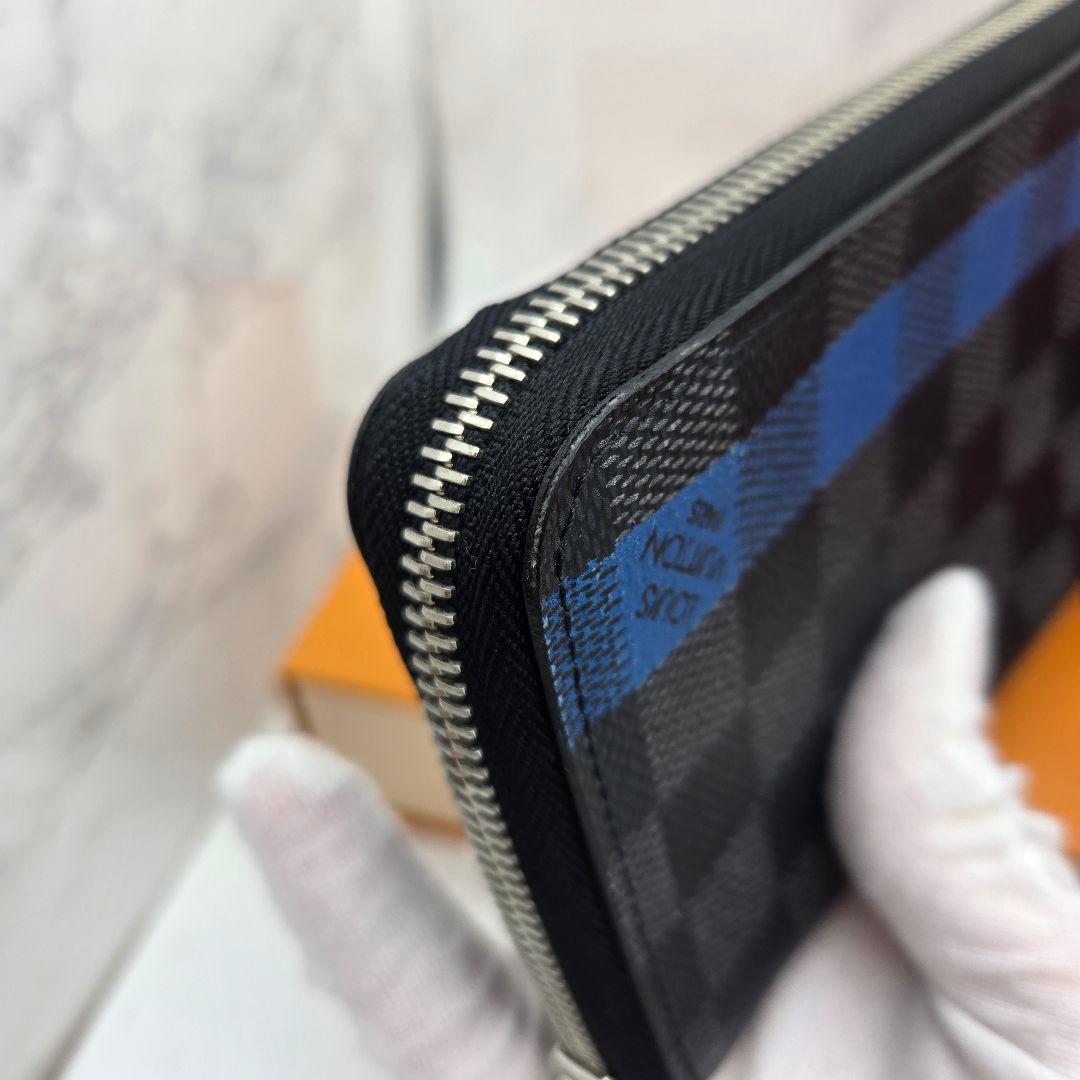 Louis Vuitton Zippy Wallet Vertical Damier Graphite Blue — view 7