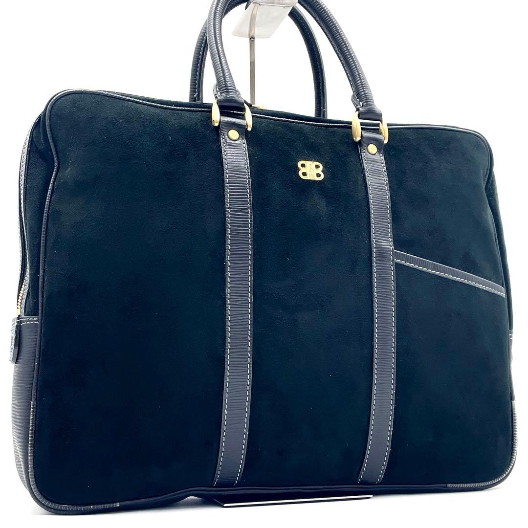Balenciaga Suede Briefcase Black A4 Mens Business