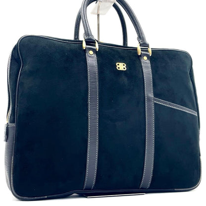 Balenciaga Suede Briefcase Black A4 Mens Business