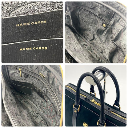 Balenciaga Suede Briefcase Black A4 Mens Business