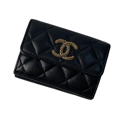 Chanel Chanel Trifold Wallet Coco Mark Caviar Leather Random