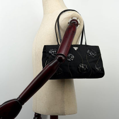 Prada Nylon Flower Handbag Triangle Logo — view 5
