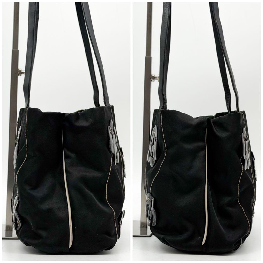 Prada Nylon Flower Handbag Triangle Logo — view 6