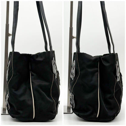 Prada Nylon Flower Handbag Triangle Logo — view 6