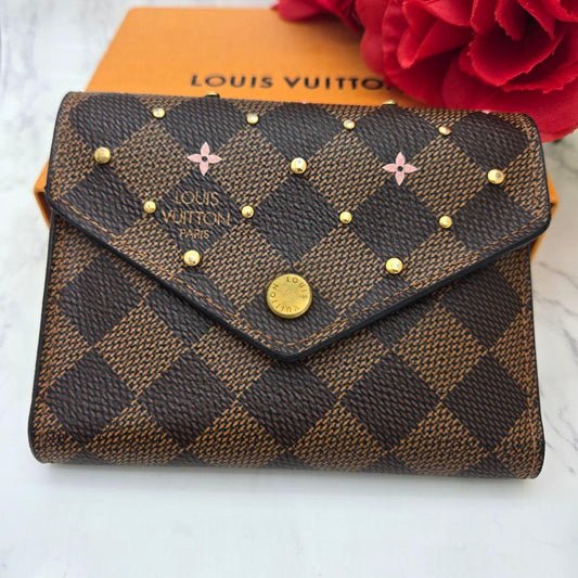 Louis Vuitton Portefeuille Victorine Damier Studs Fold Wallet