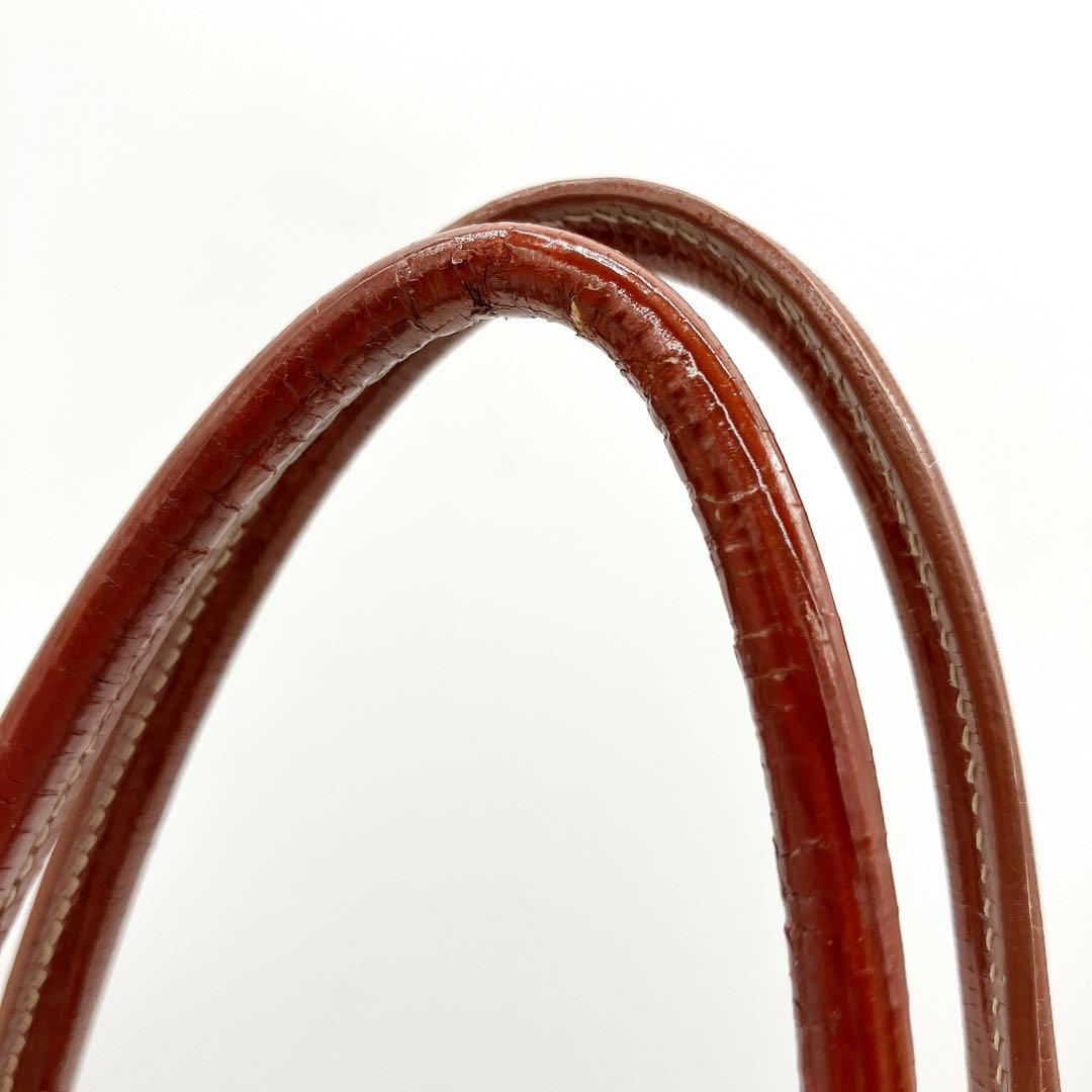 Prada Shoulder Tote Bag Triangle Logo Plate Enamel Leather Brown