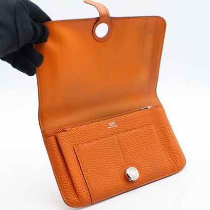 Hermes Dogon GM Orange Wallet Silver — view 2