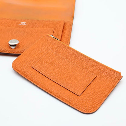 Hermes Dogon GM Orange Wallet Silver — view 3